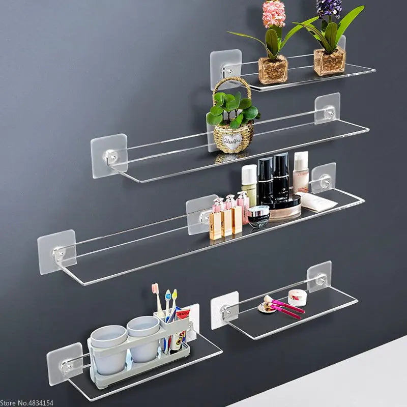 ClearEdge Living | Acrylic Wall Shelf | Transparent Floating Shelf for Bathroom, Kitchen & Living Room | 20–50 cm | Space-Saving Storage
