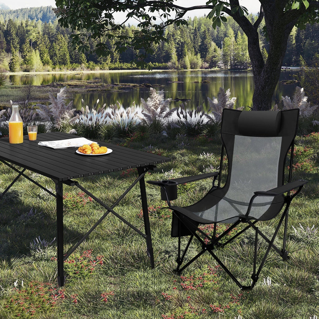 CAMPURE Relax Deck Chair | Adjustable & Foldable | With Footrest | Ultralight & Portable – Black/Grey