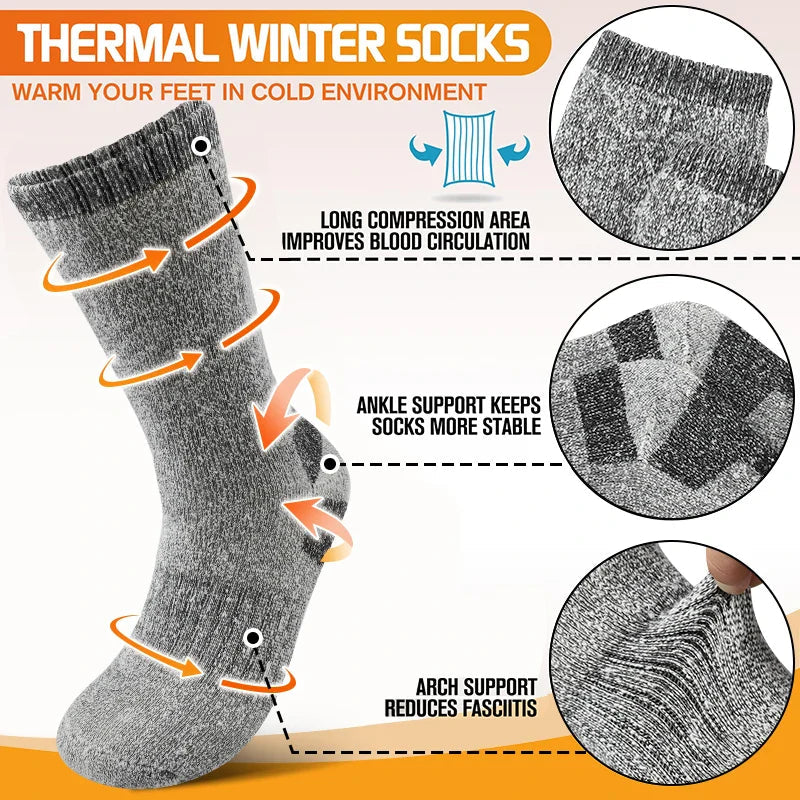 AlpenWool | 3 Pairs Men's Winter Socks | Extra Thick & Warm | Thermal Wool Socks for Skiing & Outdoor | Mid-Calf