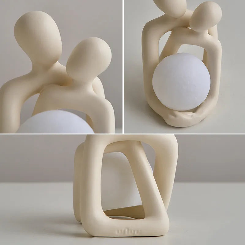 Ceramic Mood Light Lunavia | Handcrafted Design Object with Gentle LED Sphere | Elegant Home Decoration