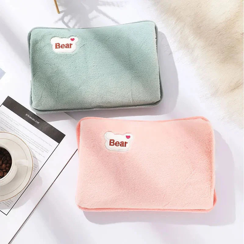 Electric Hot Water Bottle HeatHug | Rechargeable Hand & Body Warmer | Plush Rabbit Fur Material | Safe & Explosion-Proof