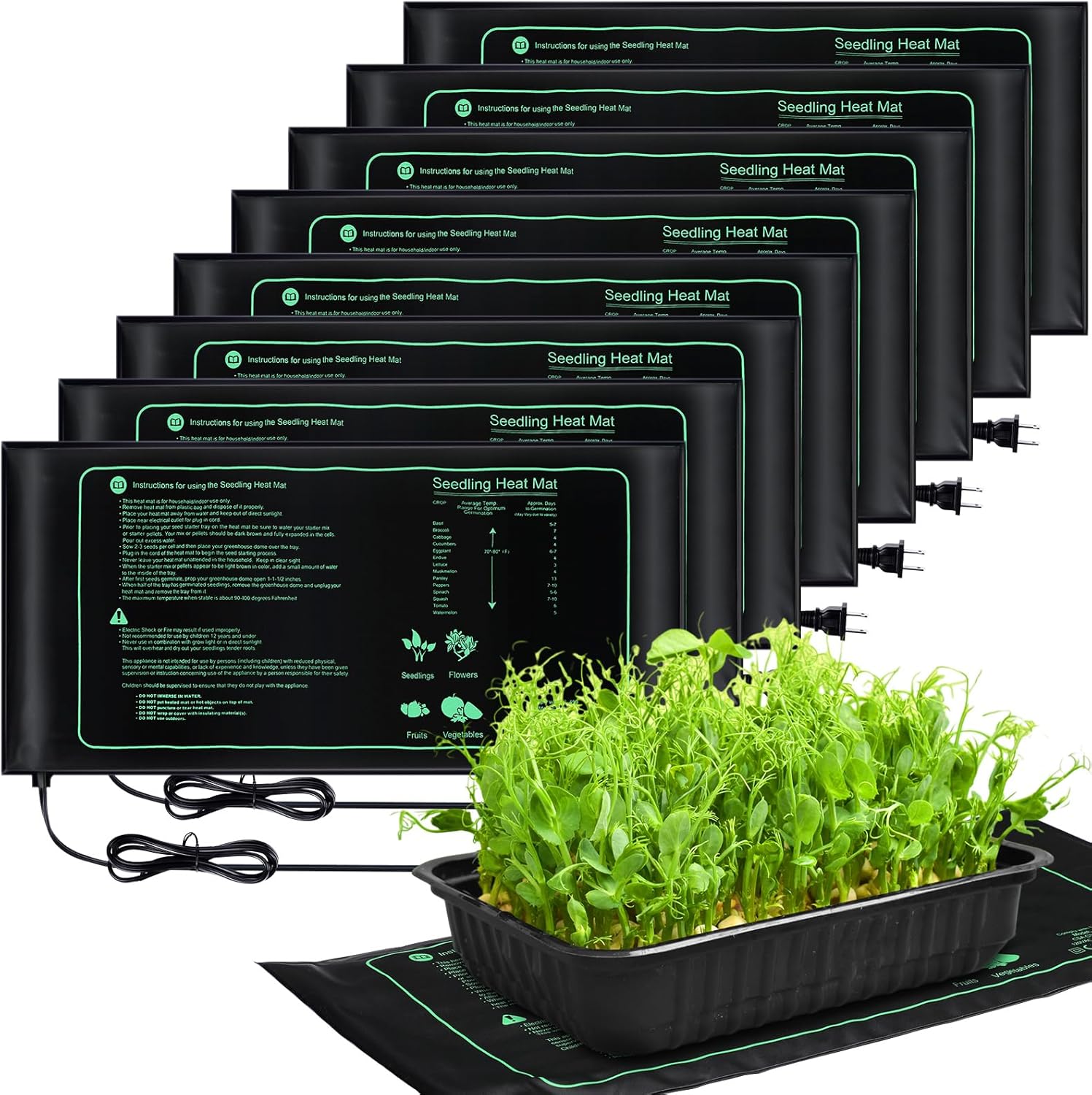 GrowWarm Hydroponische Heizmatte für Sämlinge | 220V EU-Stecker | 4 Größen | Wasserdicht & Energiesparend