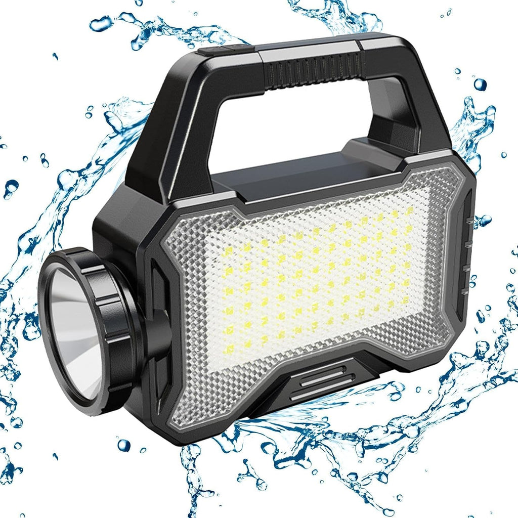 Solvanta | Solar-Campinglaterne mit Powerbank | LED-Suchscheinwerfer & COB-Seitenlicht | Wiederaufladbar