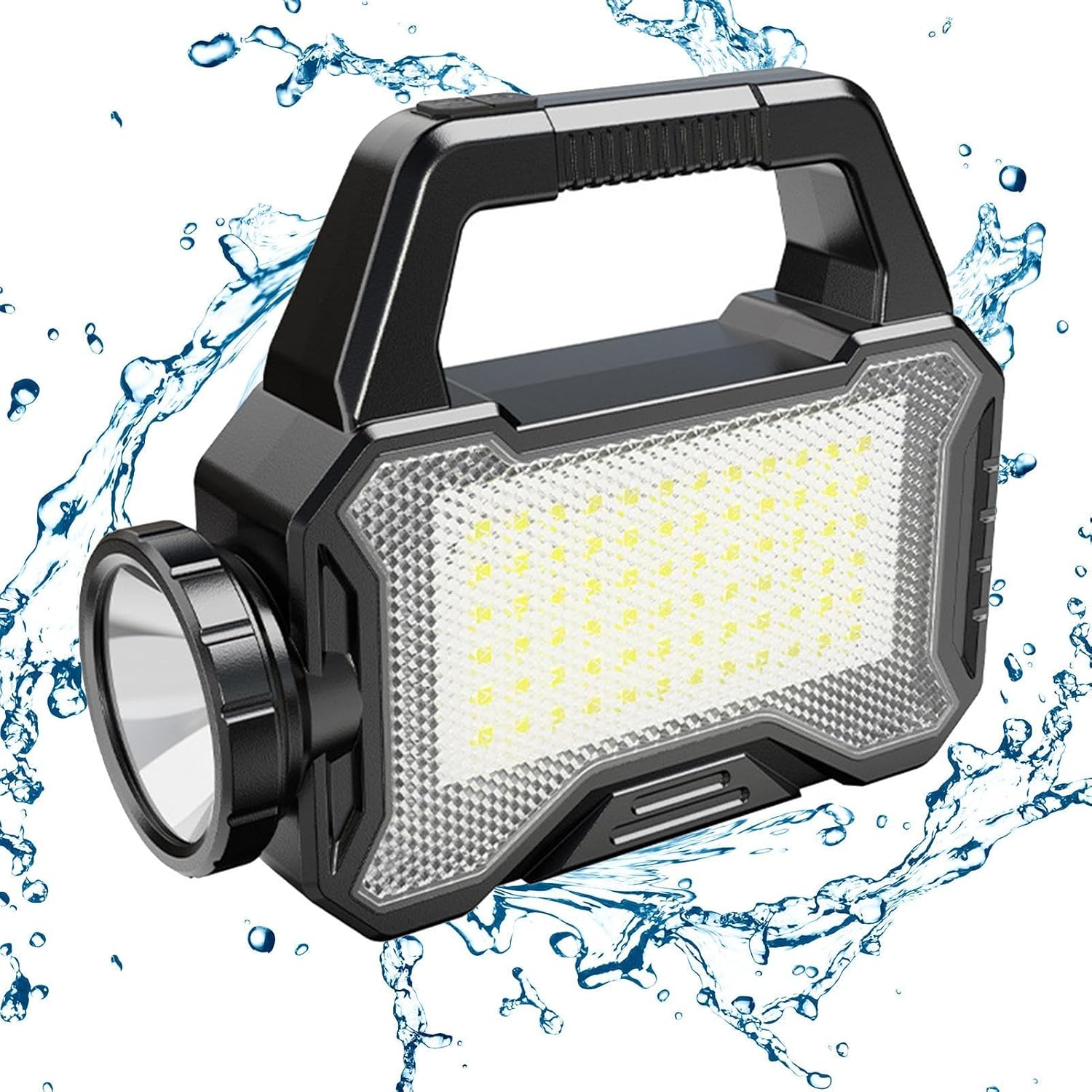 Solvanta | Solar-Campinglaterne mit Powerbank | LED-Suchscheinwerfer & COB-Seitenlicht | Wiederaufladbar