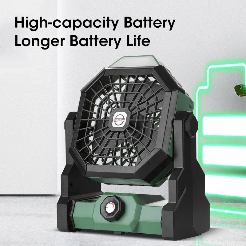 Campora BreezeLight | 2-in-1 Camping Fan with LED Lantern | 7800 mAh Battery | 270° Rotatable | USB Rechargeable | For Tent, Outdoor & Travel