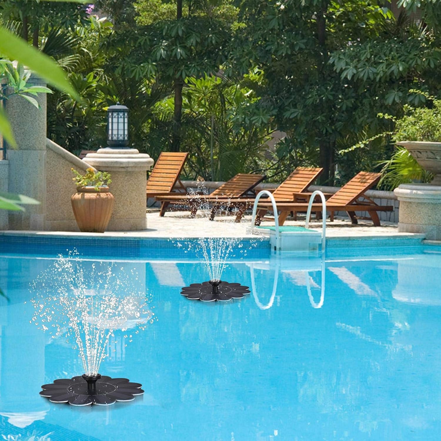 AquaBlüte | Solar-Gartenbrunnen | Blumenförmiges Wasserspiel | Solarbetriebene Springbrunnenpumpe für Teich und Pool