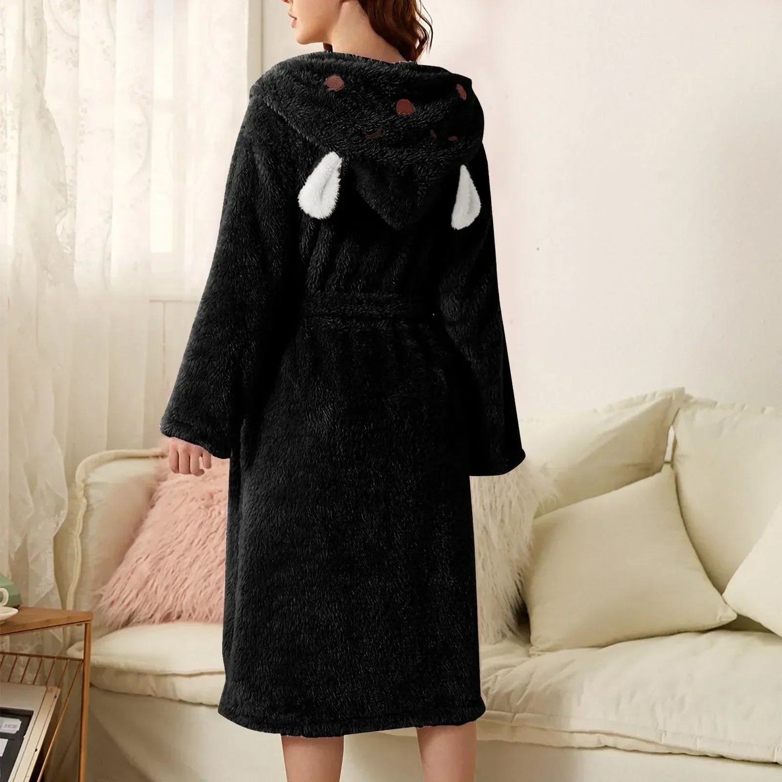 Flannel Bathrobe CuddleBunny | With Bunny Ears & Hood | Soft, Warm & Easy Care | For Cozy Hours at Home