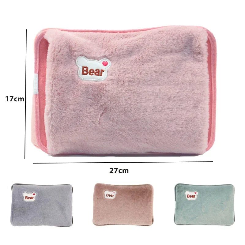 Electric Hot Water Bottle HeatHug | Rechargeable Hand & Body Warmer | Plush Rabbit Fur Material | Safe & Explosion-Proof