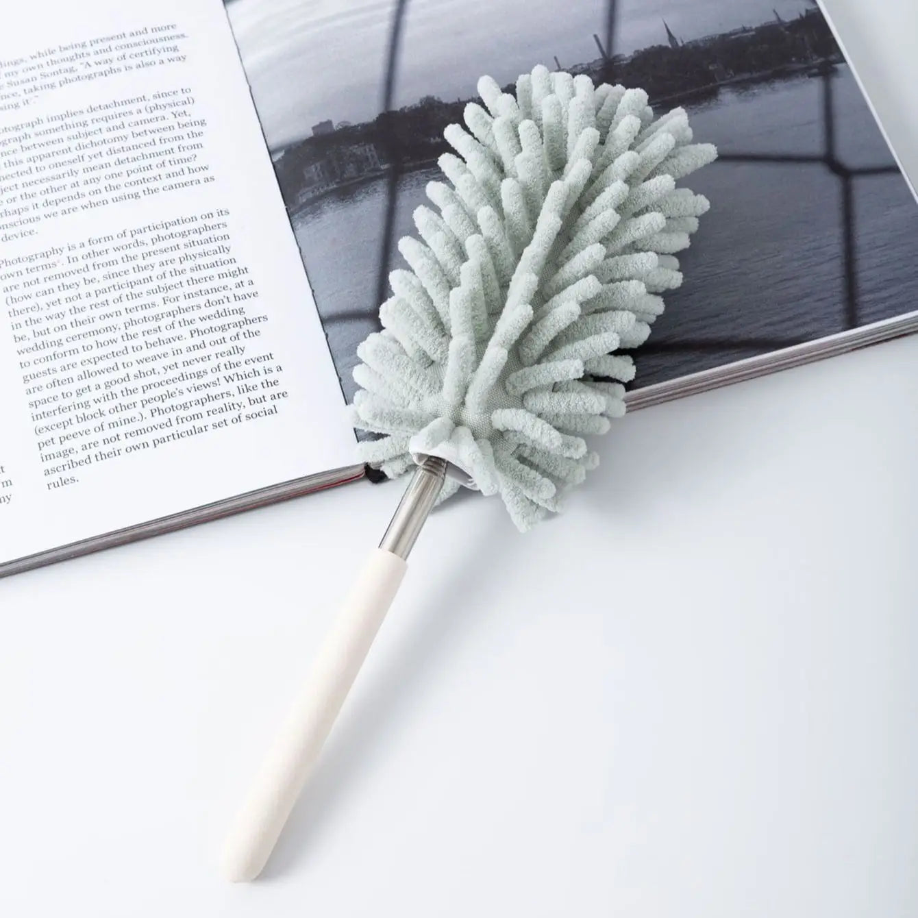 DUSTELLA Telescopic Dust Duster | Extendable to 80 cm | Microfiber Chenille & Stainless Steel Handle – For Ceilings, Furniture & Corners