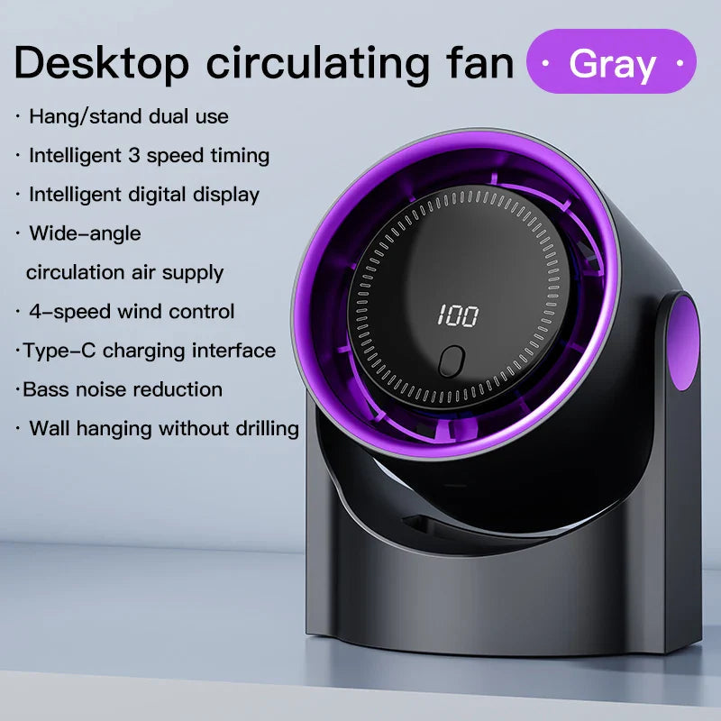 Airiqo Bladeless USB Fan | 100 Levels | Whisper-Quiet & Energy Efficient | Portable & Wall Mountable