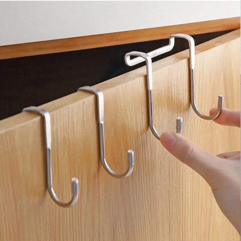 Door Hook DUOHOLD | Double Hook for Cabinet Doors | Stainless Steel 304 | Black or White | No Drilling Required