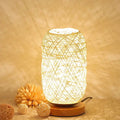 HolzLuma LED Table Lamp | Handcrafted from Wood & Rope | Warm White Light | For Bedroom & Living Room