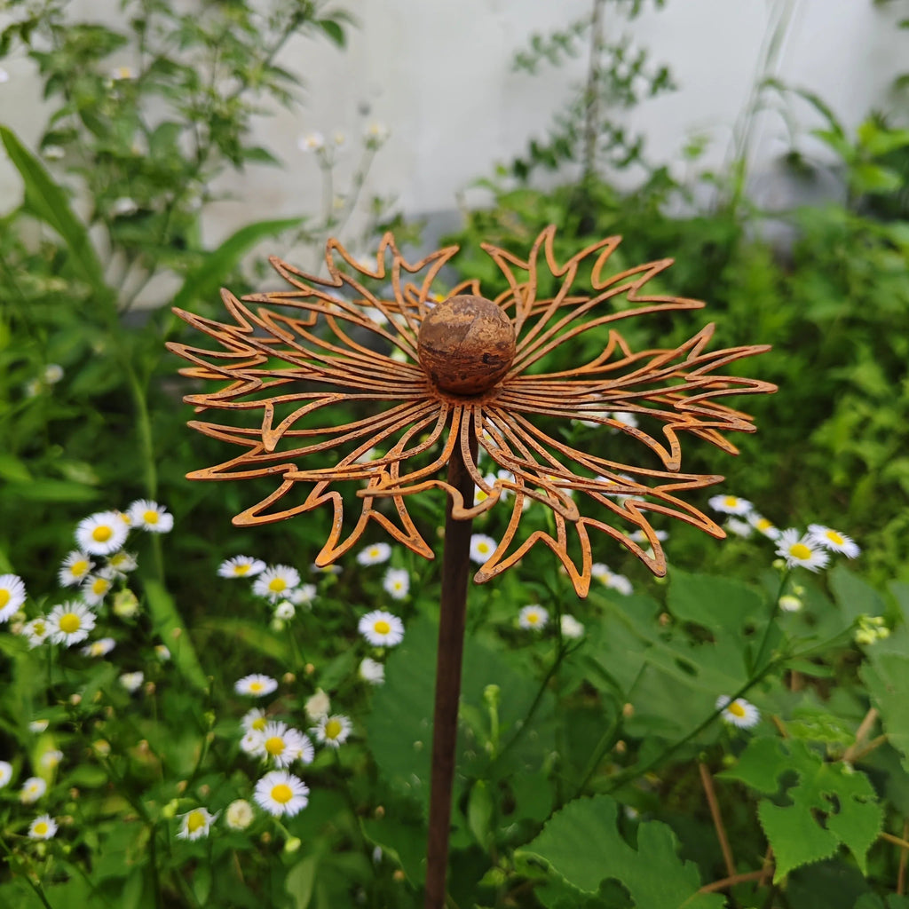 FLORUSTA Garden Stake Bluebonnet | Rust Look Metal | Rustic Garden Decoration