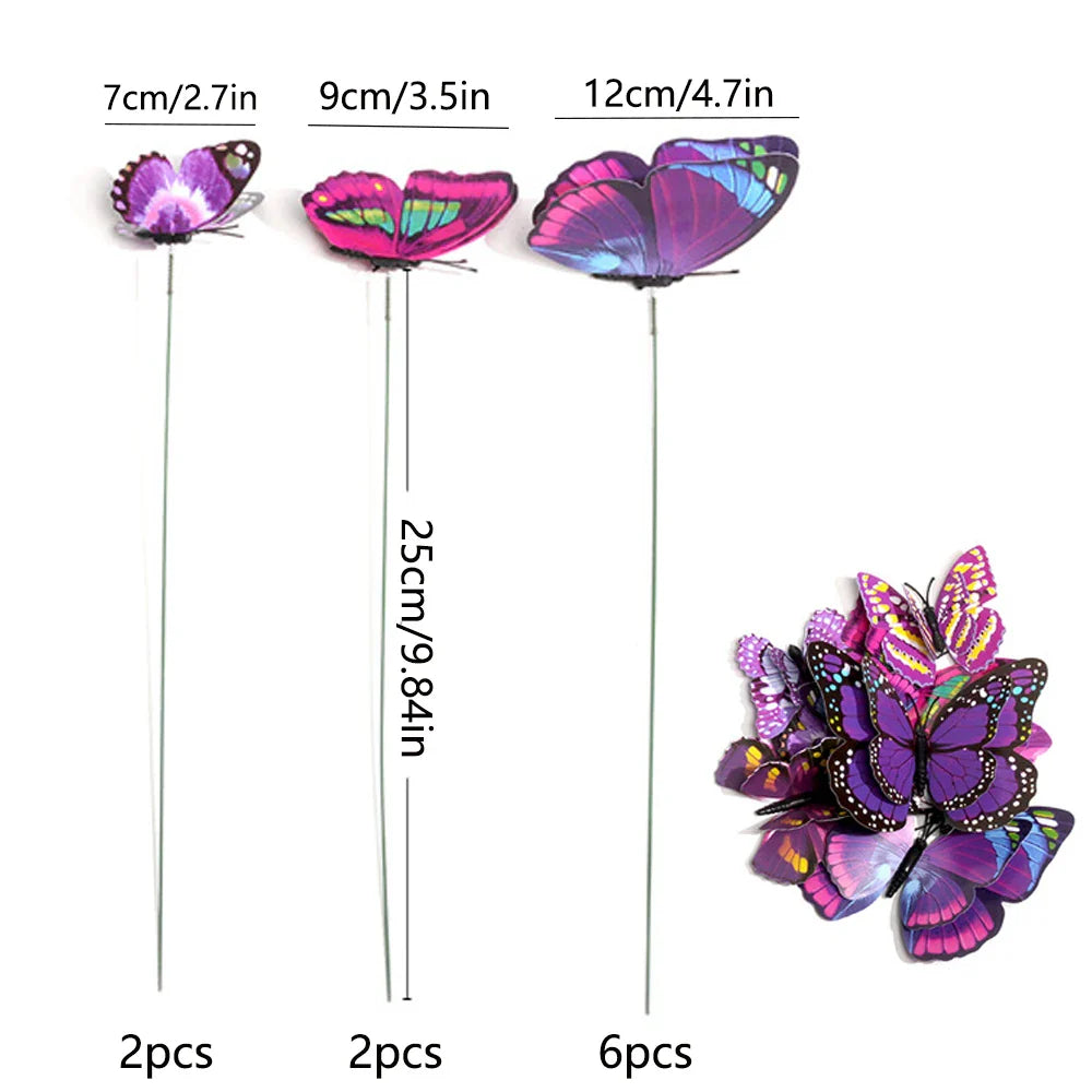 FloraViva Butterfly Garden Stakes | Set of 10 | Weatherproof & Colorful | For Flowerbeds, Flower Pots & Balcony