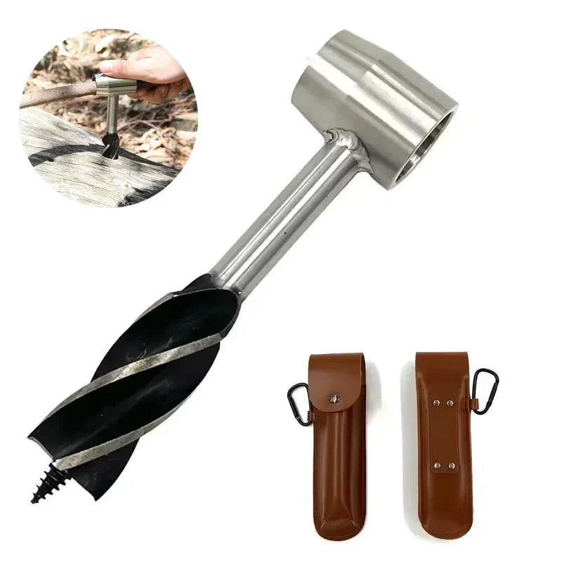Bushcraft Hand Drill FerroDrill | Outdoor Survival Tool | Robust Carbon Steel | 16.5 cm