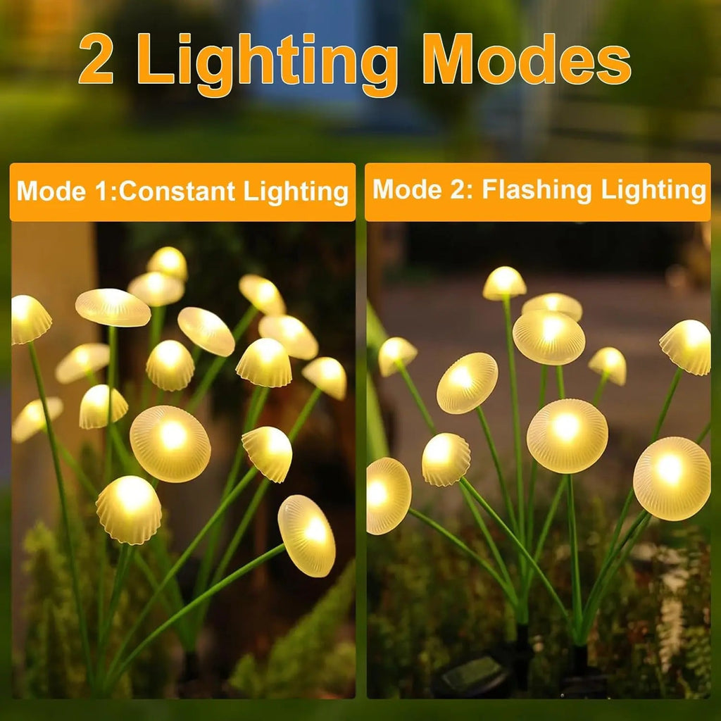 GlowPilz Solar Garden Light 6 LEDs | Jellyfish & Mushroom Design | For Garden, Terrace & Outdoor Areas