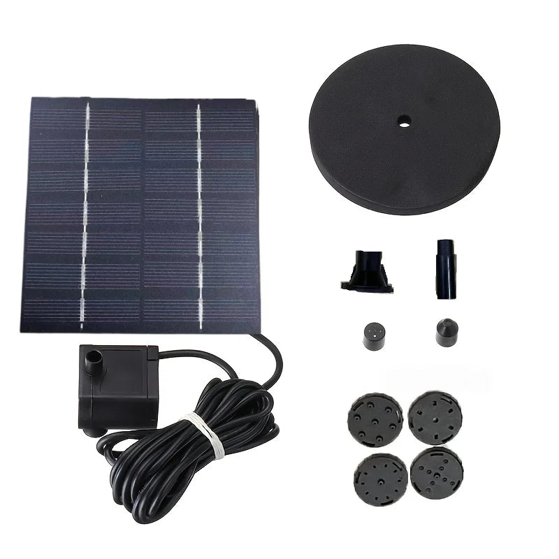 Aqualith Solar Fountain Pump 1.5W | With 6 Nozzles & Solar Panel | For Bird Baths, Ponds & Gardens