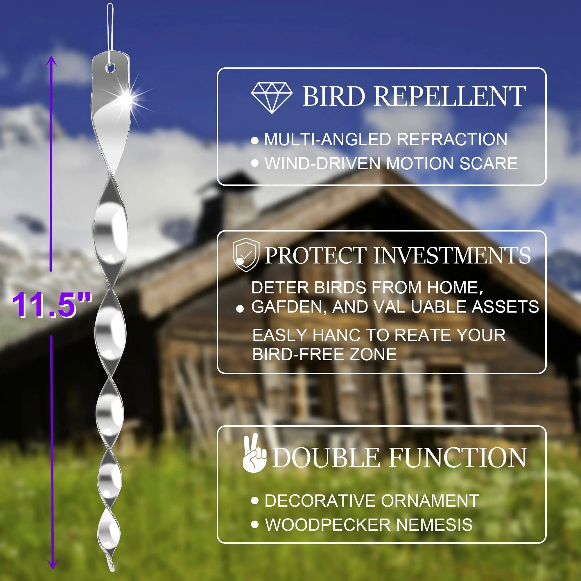 Bird Deterrent Spinning Rods BirdGuard Reflect Set of 12 | 30 cm | Reflective Garden Decoration | Repels Birds & Protects Fruits, Vegetables & Beds