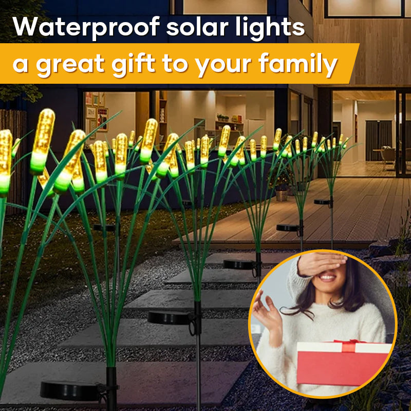 Solavera | Solar-Gartenleuchten Schilf Design | Warmweiß oder Bunt | IP65 Wasserdicht | 2er-Set
