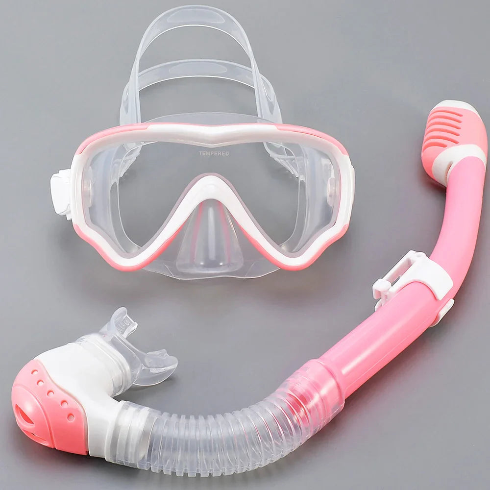 AquaJuni Kids Diving Mask with Snorkel | Anti-Fog & Leak-Proof | Tempered Glass & Silicone | For Boys & Girls 7–15 Years