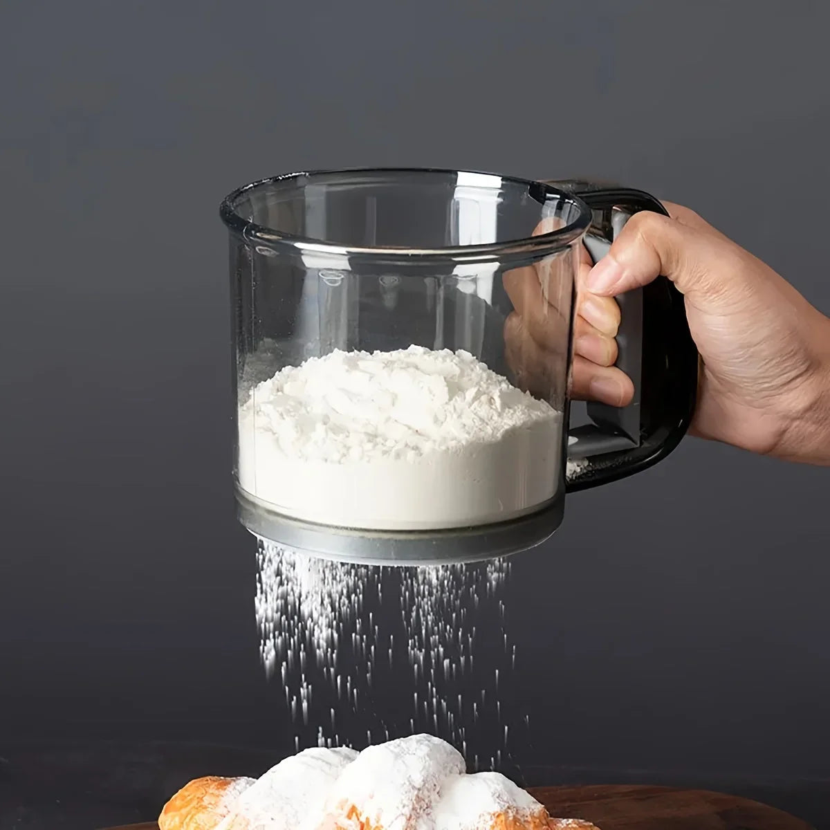 Bakina Semi-Automatic Flour Sifter | Double Sieve with Squeeze Handle | Fine Mesh for Baking & Powdered Sugar | Set of 2