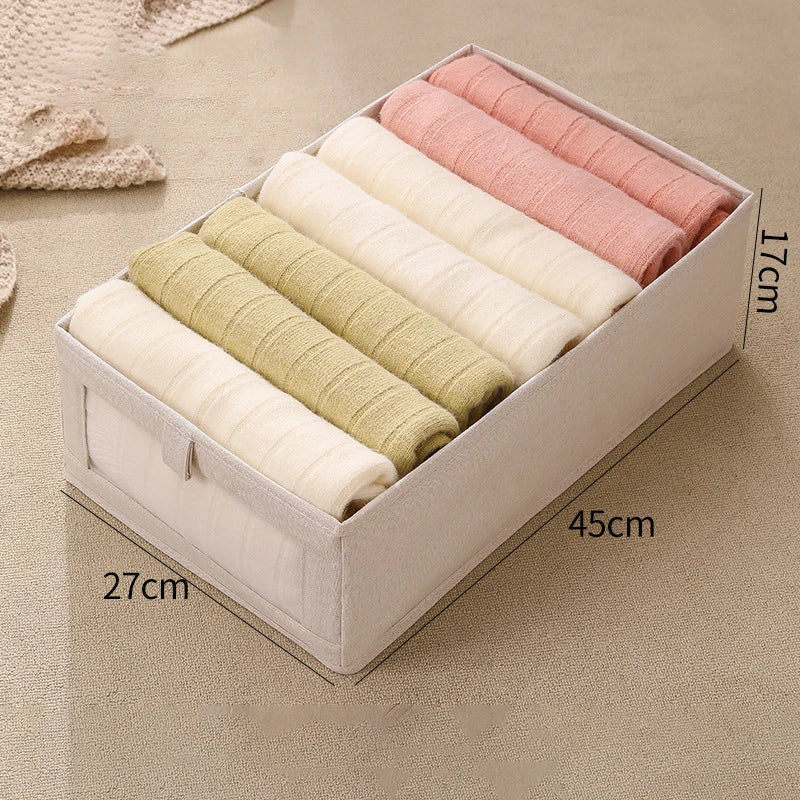 Clothing Storage Box with Viewing Window | Foldable & Breathable | VistaLino Linen Box in M/L/XL