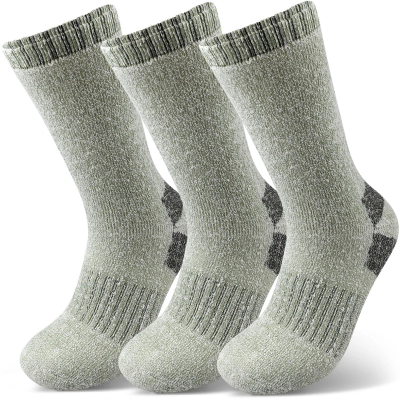 AlpenWool | 3 Pairs Men's Winter Socks | Extra Thick & Warm | Thermal Wool Socks for Skiing & Outdoor | Mid-Calf