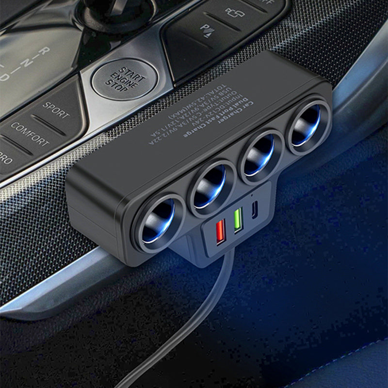 ChargePilot | 7-in-1 KFZ-Ladeadapter | 4 Zigarettenanzünder-Anschlüsse & 3 USB-Ports | Schnellladefunktion für Auto und Wohnmobil