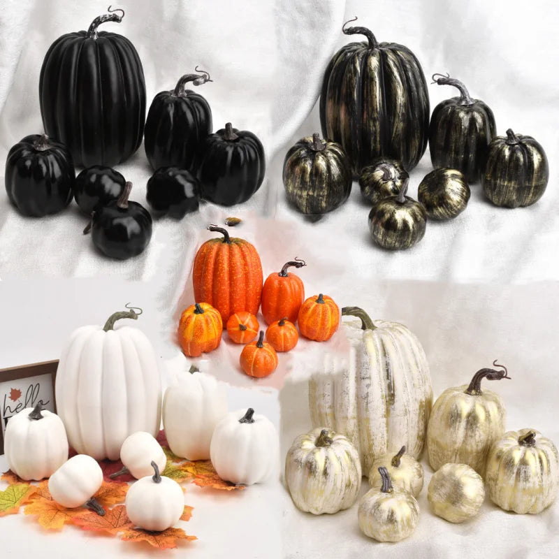 Decorative Pumpkins PumpkinCharm | 7-Piece Set | Autumn & Halloween Decor | Lightweight & Reusable