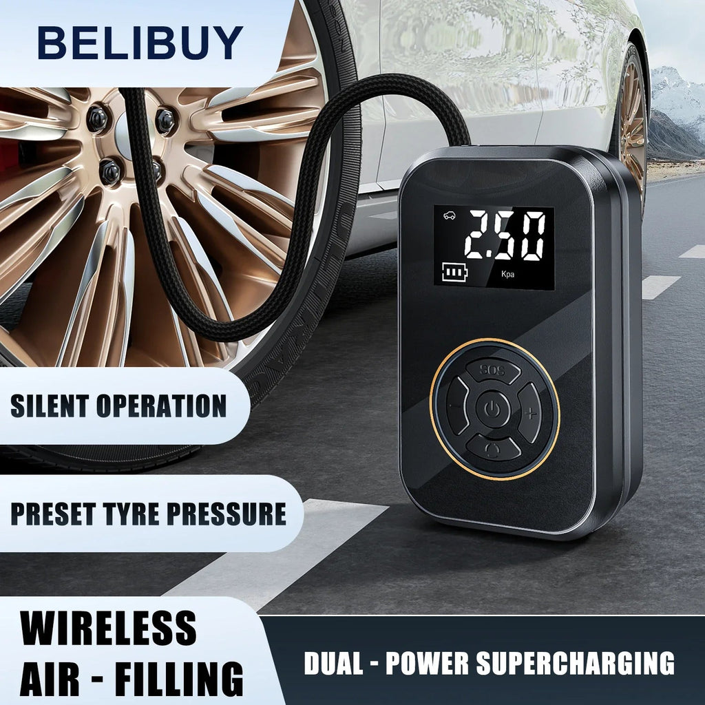 AirVolt Go Compressor | Wireless & Rechargeable | Tire Pressure & Power Bank in One | Compact & Portable