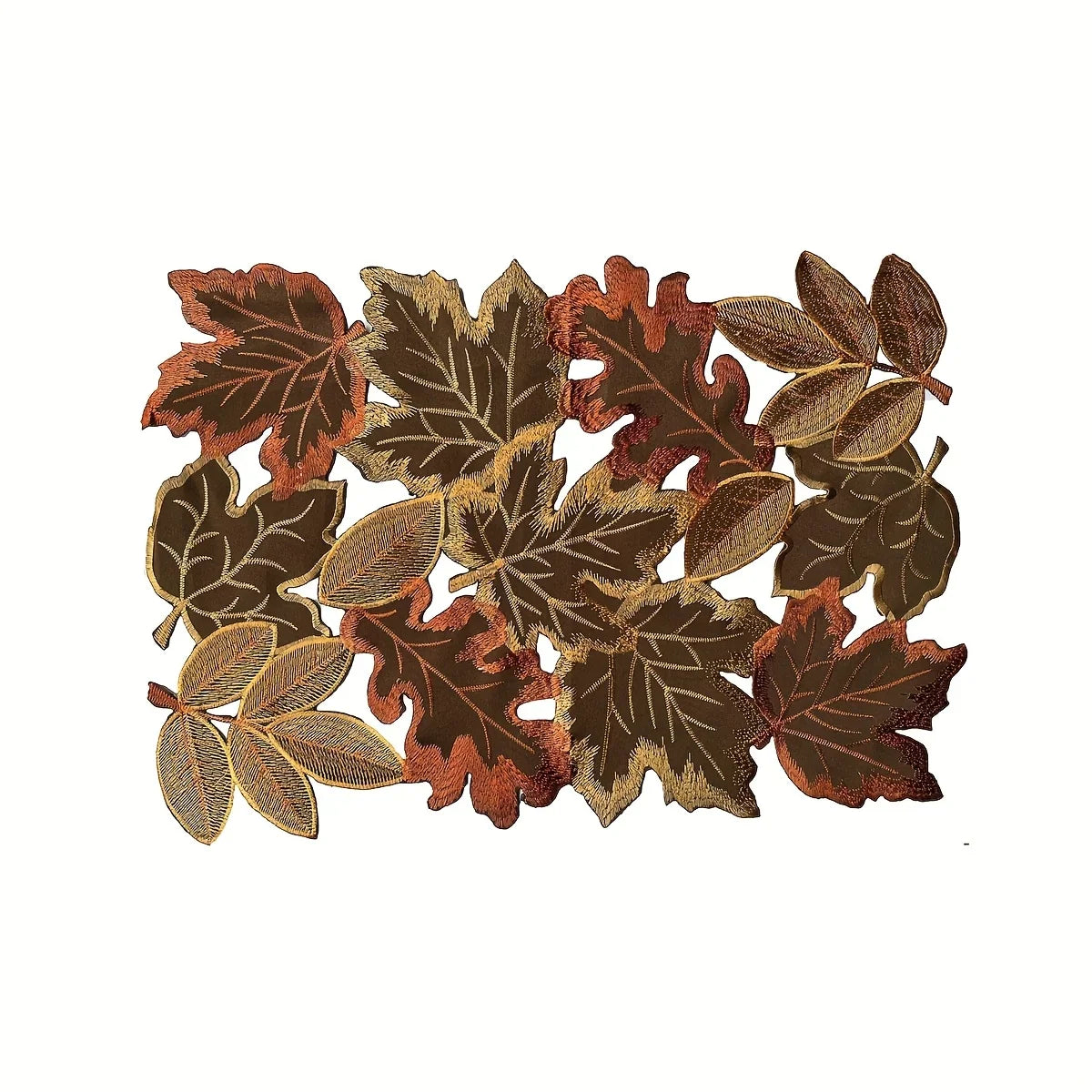 HarvestLeaf Table Runner | Embroidered Maple Leaf Design | Autumn Decor in Country House Style
