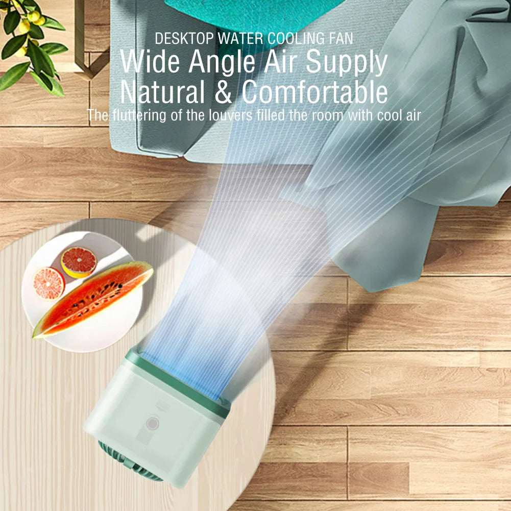 Coolivio Mini AirCooler | Portable 3-in-1 USB Fan with Air Humidification & Cooling Function | 3 Speeds | 2500 mAh Battery | For Office, Travel & Home