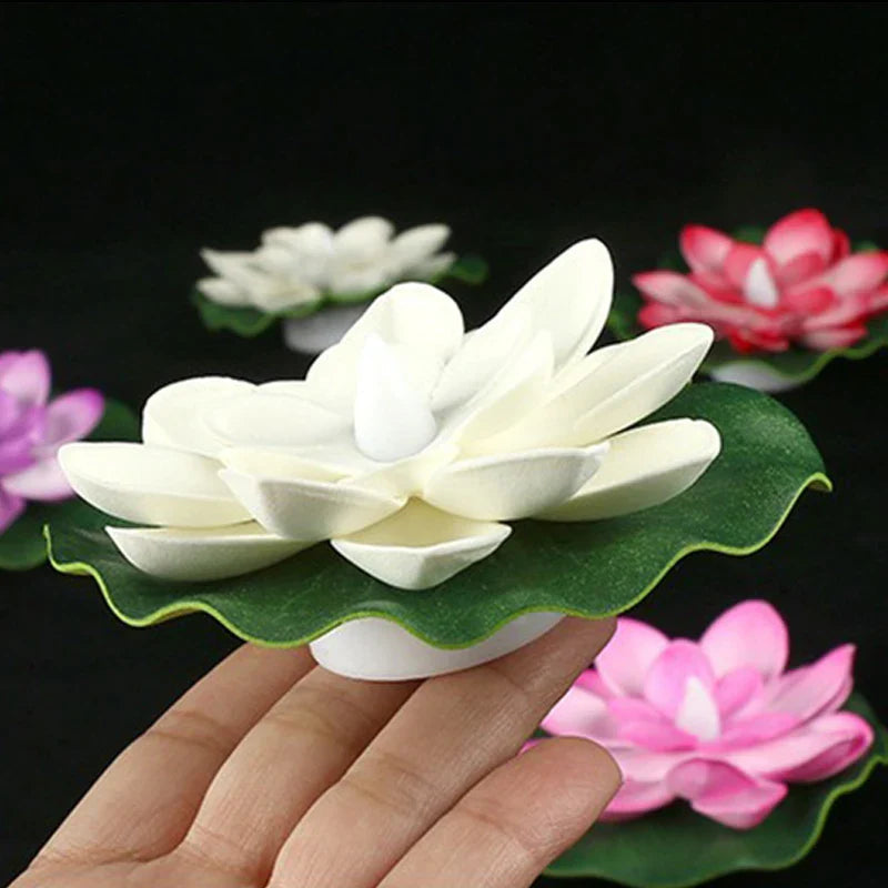 Floating Lotus Lamp LUMILYA | LED Water Sensor | Warm White Light | For Pond, Garden & Parties
