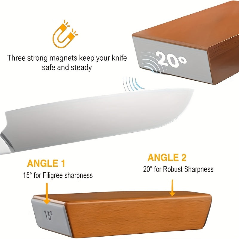 EdgeCraft DuoSharp Sharpening Stone Set | Diamond Stone with Magnetic Holder | 15° & 20° Sharpening Angle | Wood & Metal
