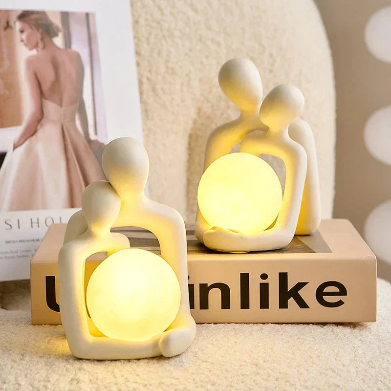 Ceramic Mood Light Lunavia | Handcrafted Design Object with Gentle LED Sphere | Elegant Home Decoration