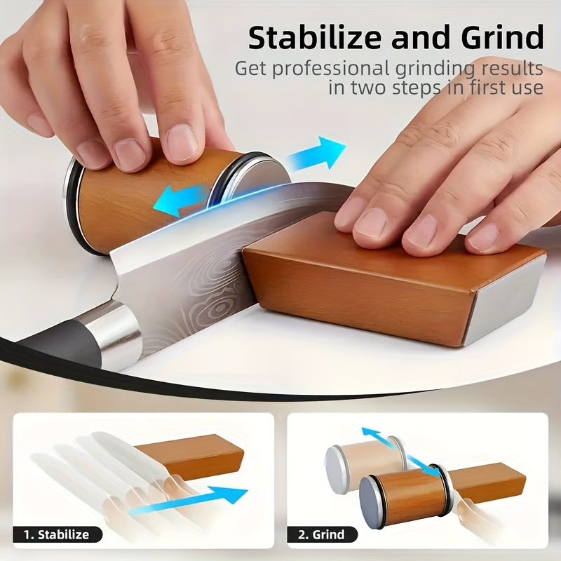 EdgeCraft DuoSharp Sharpening Stone Set | Diamond Stone with Magnetic Holder | 15° & 20° Sharpening Angle | Wood & Metal