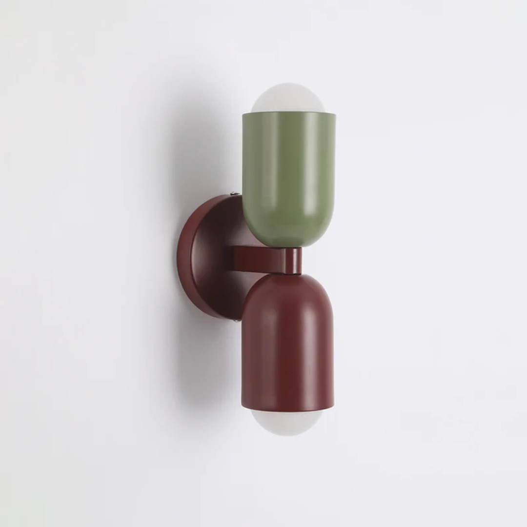 DuoGlow Wall Light | Double-Sided LED Lighting | Color Highlight for Your Home | Metal Housing in Green, Pink, or Red