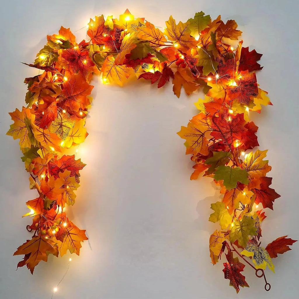 Aurelia Autumn Garland | Artificial Maple Leaf Wreath | 200 cm | Decoration for Home & Garden