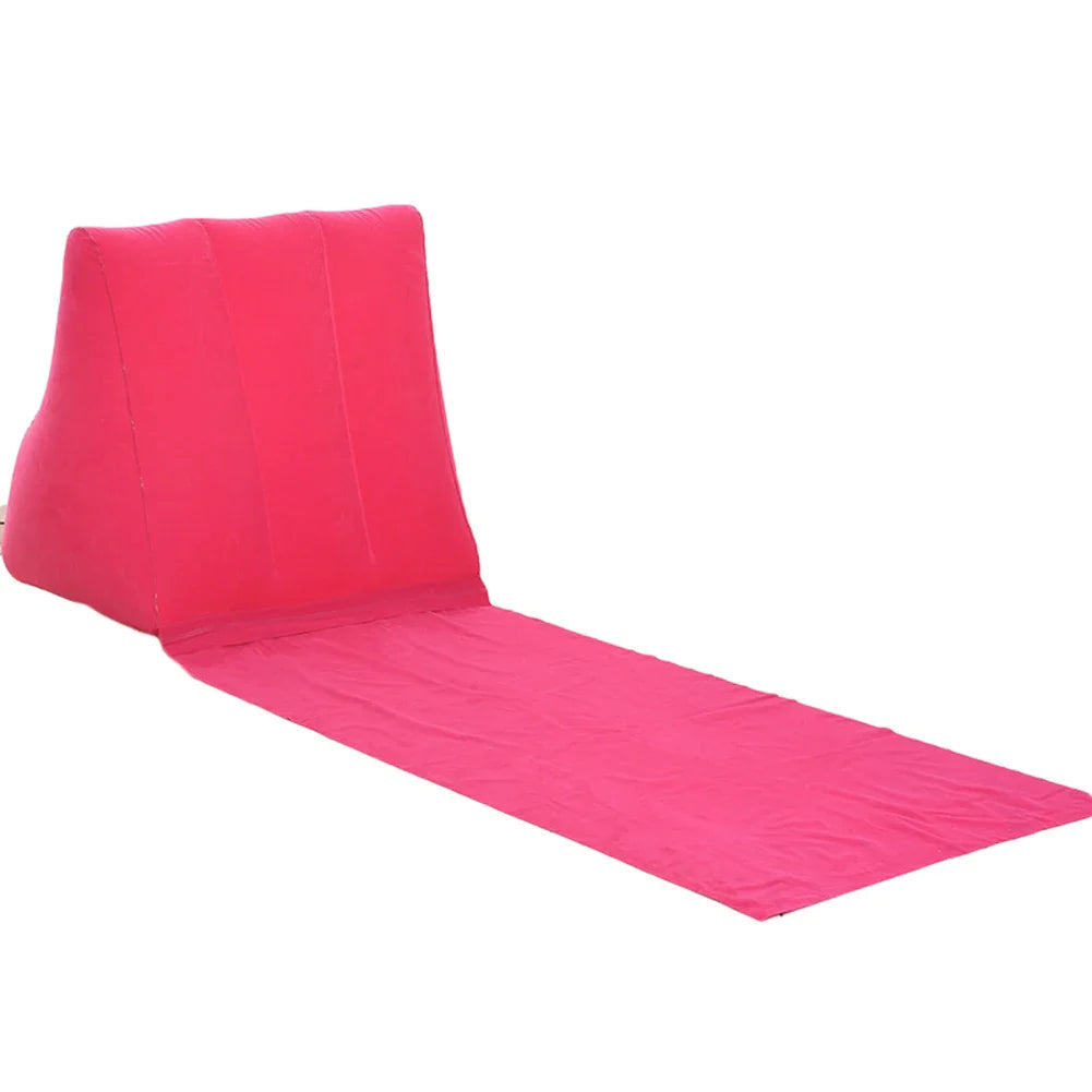 Inflatable Beach Mat with Backrest | Foldable & Comfortable | LuftLounge Travel & Camping Lounger Cushion