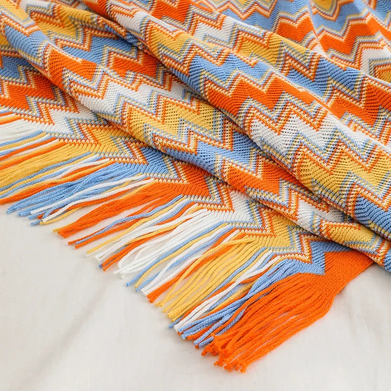 CasaLoom | Boho Throw with Tassels | Rust Red | Soft & Lightweight