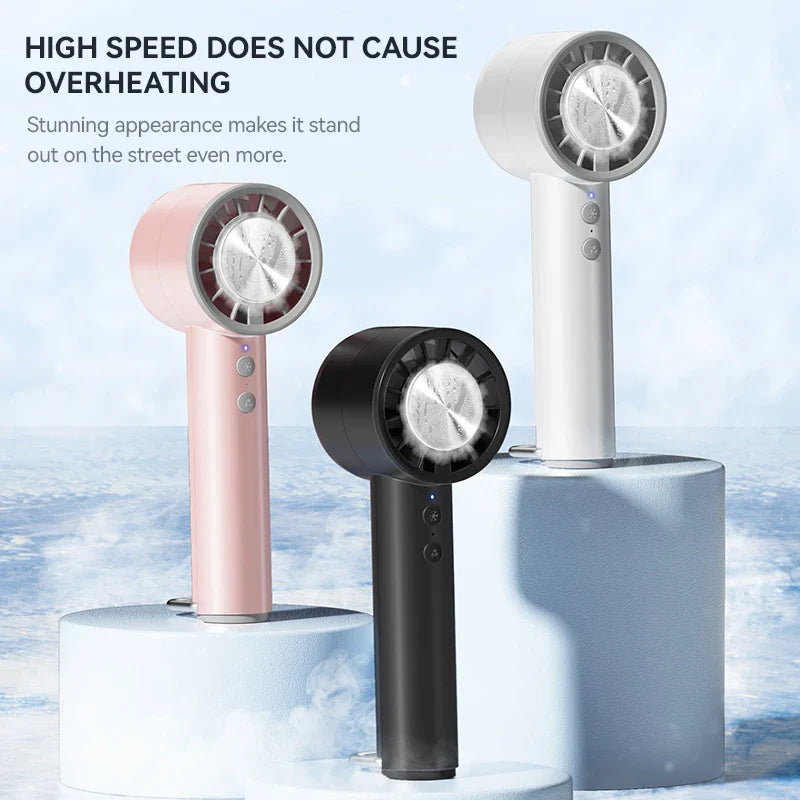 Brisano AirCool Mini Handheld Fan with Cooling Function | 5 Speeds | LED Display & USB Charging | Quiet & Portable | For Travel, Office & Outdoor