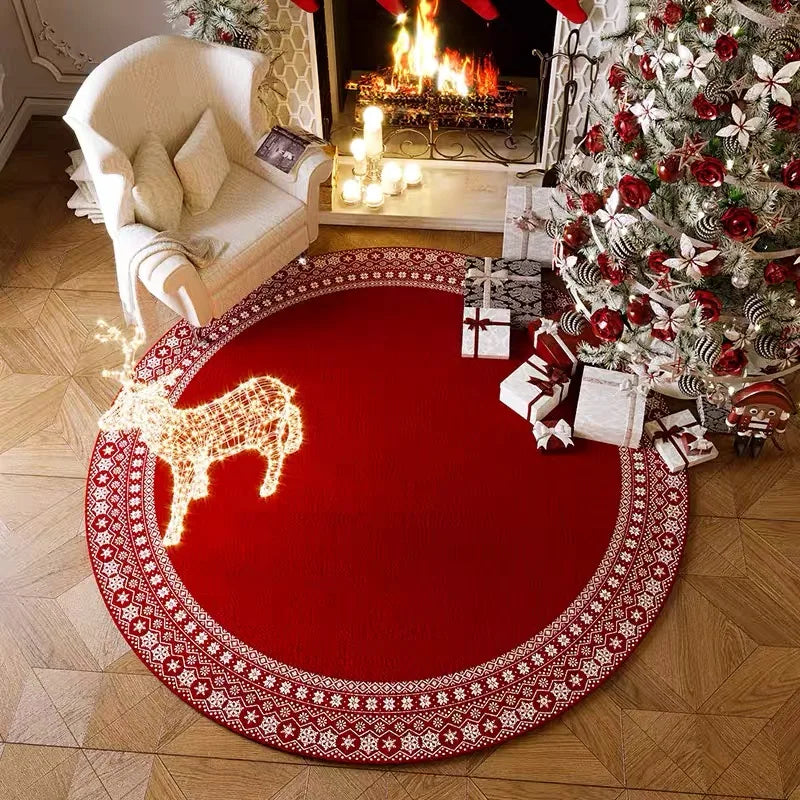 CosyLuxe | Christmas Tree Rug | Round & Non-Slip | 40–120 cm | Washable Flannel Mat for Tree, Living Room & Decoration