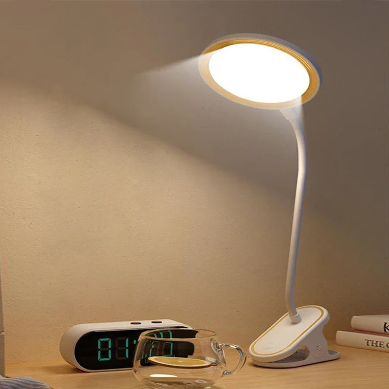 ClipLuma LED Desk Lamp | USB Rechargeable | 3 Brightness Levels | Eye-Friendly | With Clip Mount
