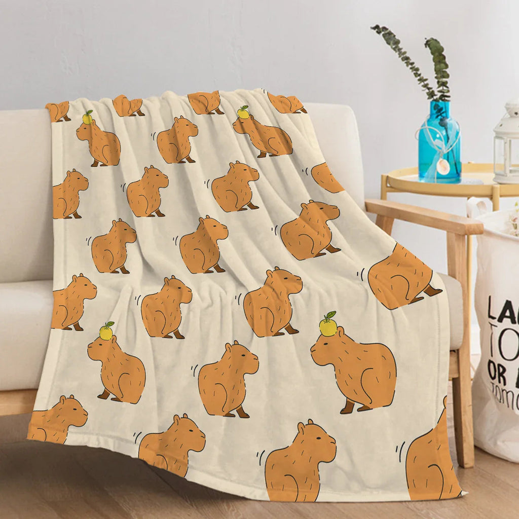 CapyLoom Cozy Blanket | Fluffy Capybara Cozy Blanket | Soft Flannel Fleece Throw | Sofa & Bed Cover in 3 Sizes