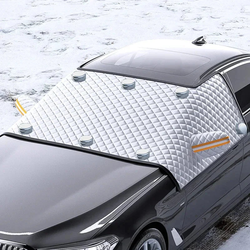 FrostGuard Ultra | Extra Large Car Windshield Cover | 3-Window Design | Protection Against Snow, Ice, Sun & Dust | Windproof & Quick Installation