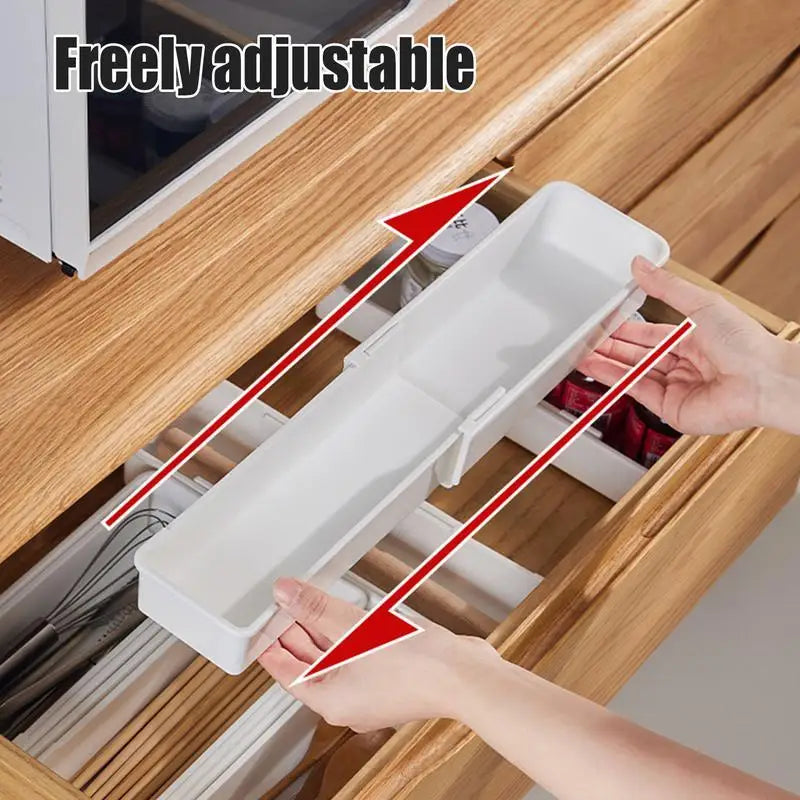 FlexiSort Cutlery Tray | Extendable Cutlery Organizer | Flexible & Space-Saving | White