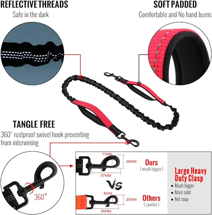 Walkora | Freihand-Hundeleine mit Stoßdämpfung | Verstellbarer Hüftgurt | Für Hunde von 20–36 kg