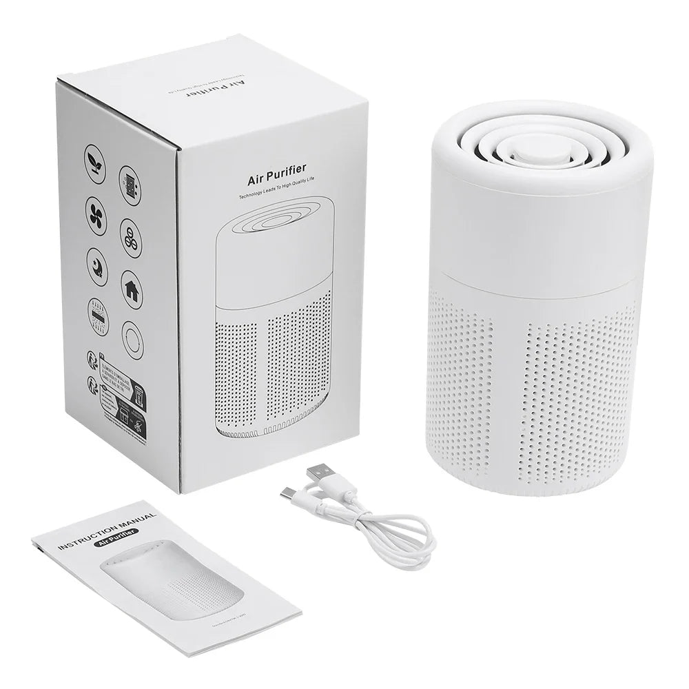 AirPure 360 | Table Air Purifier | HEPA H13 & Activated Carbon | USB Type-C & Quiet Operation