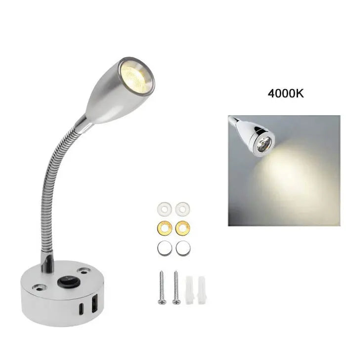 FlexiBeam RV Reading Lamp | 12V–24V Gooseneck Light with USB-C Fast Charging | LED Interior Lighting for Motorhome, Boat & Camper