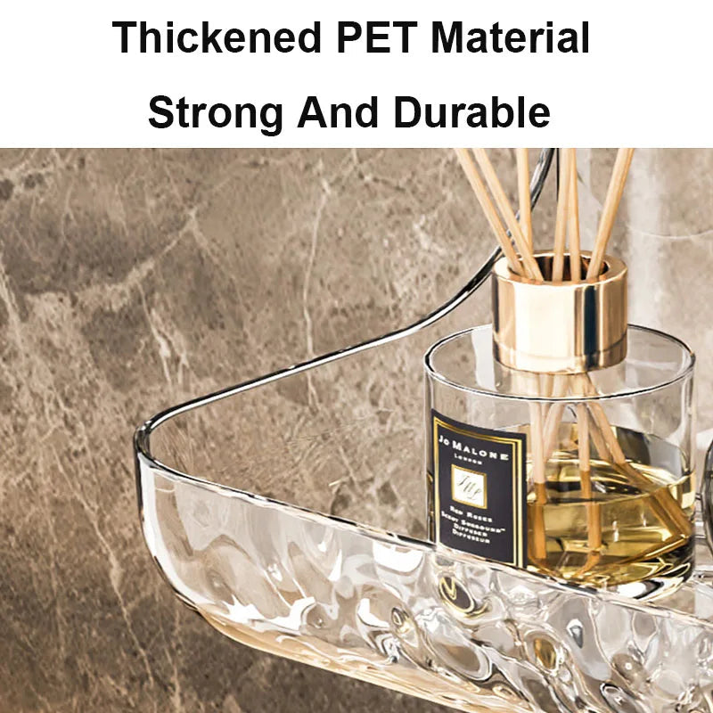 Acrylix Pro | Acrylic Bathroom Shelf without Drilling | Wall-Mounted Shower Shelf | Cosmetics & Shampoo Holder | Transparent | 12×9×8 cm / 24×9×8 cm